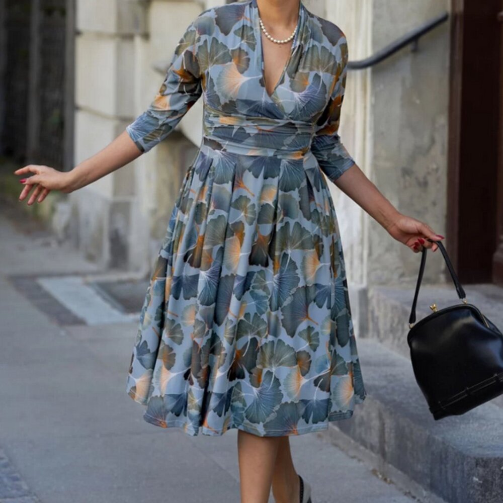 Miss Candyfloss Kelly Tara Soft Dress in Gingko 2X Retro Vintage
